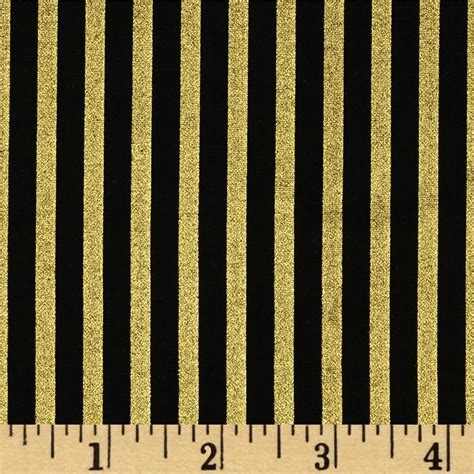 Black and Gold Metallic Stripe Fabric 